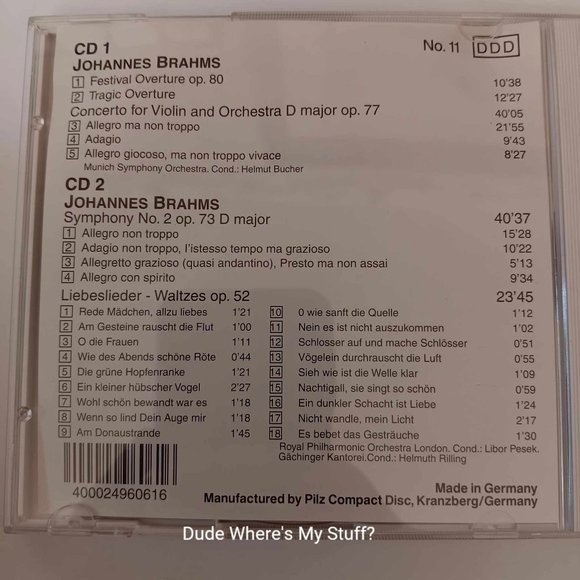 Johannes Brahms - Festival & Tragic Overtures - Liebeslieder Waltzes 1990 2 Cds - Picture 2 of 4